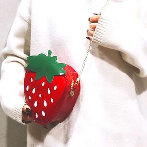 Strawberry Shaped Red and Green Crossbody Bag